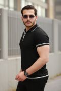Erkek Fermuarlı Yakalı Kısa Kollu T-shirt resmi